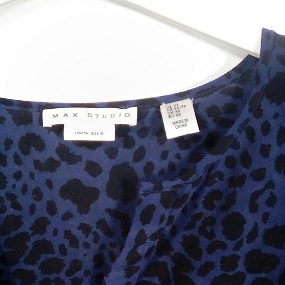 Max Studio Leopard Print Silk Button Down Blouse - image 7
